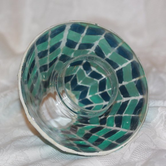 ❤️ SOLD Yankee Candle Mosaic Large Jar Shade Topper Stained Glass Blue - Picture 2 of 3